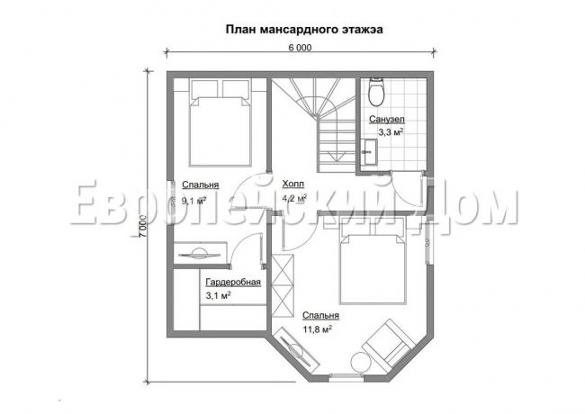 Disposizione del secondo piano. La facciata della casa. Fonte delle foto: dom-bt.com