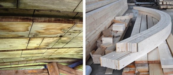 Sulla linea di piegatura del legno può fare tagli speciali - "cono" o "nella casella". Ciò semplifica il processo di curvatura del legno.