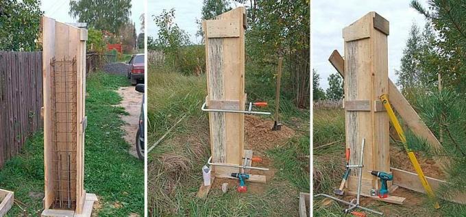 Casseforme per colonne di cemento. Rete fissa con pilastri di cemento è considerato uno dei più durevoli. Servizio fotografico con le immagini Yandex.