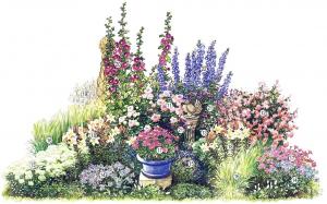 Aiuola "Imperatrice": un lussuoso giardino di fiori per l'estate di buon gusto (3 m) schema, foto, descrizione